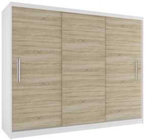 Šatníková skriňa 232 cm Belini biely mat / dub sonoma s posuvnými dverami  SI SZP4/2/1W/3DS/0/AL