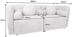 Pohovka ART DECO 200 cm bouclé šedá