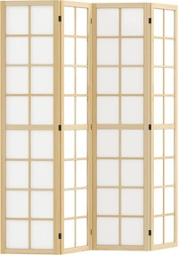 HOMCOM 4 Panelový Predel na Izbách 160 cm x 170 cm, Závesná Ochranná Priečka pre Obývačku, Prírodná | Aosom