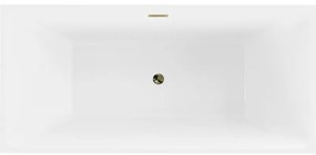 Mexen Nita, voľne stojaca vaňa 170 x 80 cm, biela-čierna, zlatý lesklý prepad, 52091708075-50