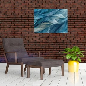 Sklenený obraz - Modrobiele vlnky (70x50 cm)