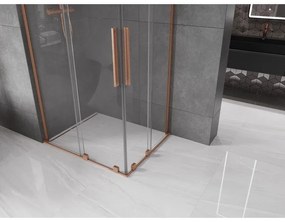 Mexen Velar L Duo, sprchový kút s posuvnými dverami 90 x 80 cm, 8mm číre sklo, medená matná, 871-090-080-02-03-65