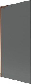 Mexen Next L, 1-krídlová vaňová zástena 90 x 150 cm, 6mm šedé sklo, ružové zlato profil, 895-090-000-03-40-60