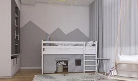 Detská vyvýšená posteľ z masívu borovice PORTO - 200x90 cm - biela