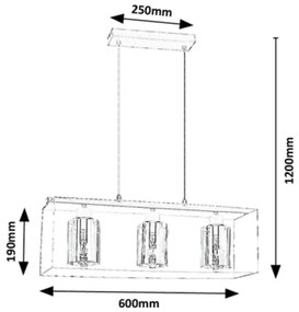 Rabalux 72033 - Luster na lanku CHADWICK 3xE27/25W/230V