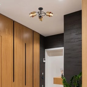 Globo 15560-3D - Prisadený luster MILLEY 3xE27/40W/230V čierna/mosadz