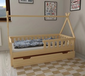 Detská domčeková posteľ z masívu borovice TEA - 200x90 cm - prírodná