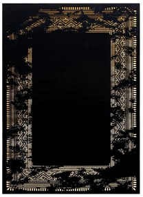 Dywany Łuszczów Kusový koberec Gloss 408C 86 glamour black/gold - 120x170 cm