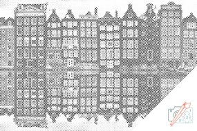 Gario Bodkovanie Amsterdam v Amsterdame Rozmery: 60 x 40 cm, Rámovanie: Iba zrolované plátno, Farba bodiek: Čierna