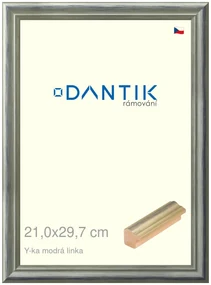 DANTIK rám na obraz 21x29,7 | Y-ka modrá linka (Sklo Čiré)