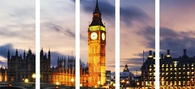 5-dielny obraz nočný Big Ben v Londýne - 200x100