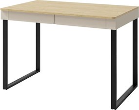 Písací stôl so zásuvkami Lucky, pieskovo béžová/olejovaný dub