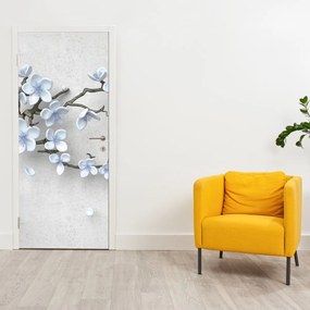 Fototapeta na dvere - Modré kvety (95x205cm)