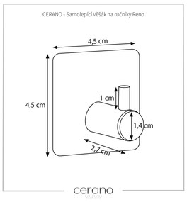 CERANO - Samolepiaci vešiak na uteráky Reno - čierna matná, CER-CER-479398