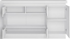 Komoda s prosklením Lyon, biela lesk, s osvetlením