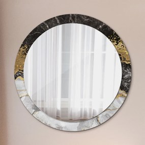 Okrúhle ozdobné zrkadlo na stenu Mramor a zlato fi 90 cm