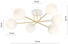 Luster na tyči MAGNUM 6xE14/10W/230V biela/zlatá