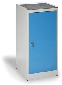Alfa 3 Dielenská policová skrinka na náradie, 3 police, 1 zásuvka, 450 x 450 x 1020 mm, modré dvere
