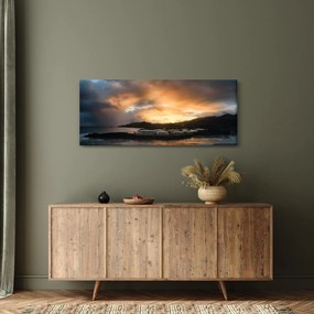 Obraz - pláž so zatiahnutou oblohou (120x50 cm)