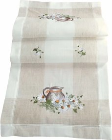 Ľanový obrus Džbán s kvetmi 40 × 140 cm