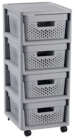 Sivý plastový pojazdný regál 29,5x65,5 cm Infinity – Curver