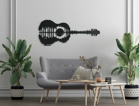 drevko Drevená nálepka na stenu Gitara Rozmer obrazu: 27 x 65 cm, Farba dekorácie: Čierna