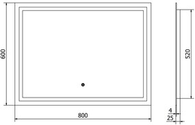 Mexen Miko, LED kúpeľňové zrkadlo s podsvietením 100 x 80 cm, 6000K, ochrana proti zahmlievaniu, 9819-100-080-611-00