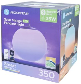 Aigostar-LED RGBW Solárny luster MESH 35W/3,7V 8000 mAh 2700K-6500K IP65 pr. 50 cm