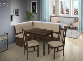 Nabytekmorava Rohová lavica Chicago 14-18 farba lamina: orech 729, čalúnenie vo farbe: SCALA béžová 11