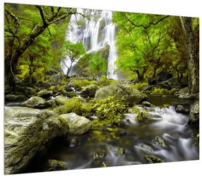 Obraz lesnej krajiny s potokom (70x50 cm)