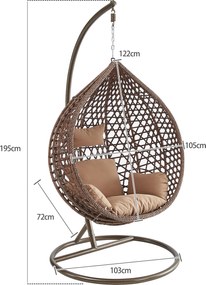 Závěsné houpací křeslo Houseland Imogen hnědé L