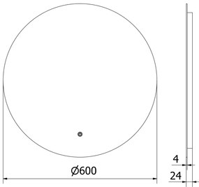 Mexen Erg, okrúhle LED podsvietené kúpeľňové zrkadlo 60 cm, 6000K, vykurovacia podložka proti zahmlievaniu, 9823-060-060-611-00