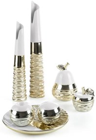 Dekoračný tanier DOLY 01 biely / šampanské