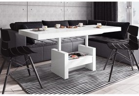 Luxusný rozkladací konferenčný stolík  AVERSA LUX biela lesk