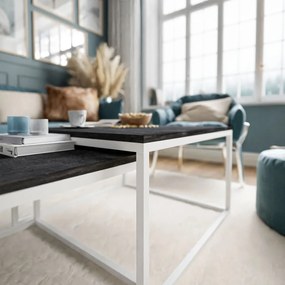 KONFERENČNÝ STOLÍK BELLA TMAVÝ BETÓN + BIELY PODSTAVEC