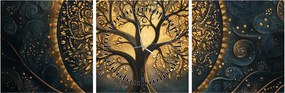 Obraz – Strom so zlatou aurou (s hodinami) (90x30 cm)