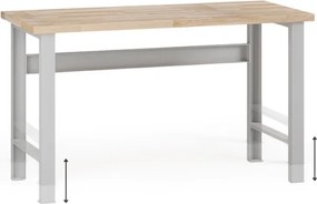 Výškovo nastaviteľný dielenský stôl G7, buková škárovka, 1500 x 685 x 840-1040 mm