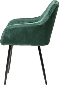 Tmavozelené jedálenské kreslo MARLEN VELVET s čiernymi nohami