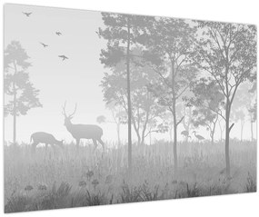 Obraz - Lúka s jeleňami (90x60 cm)