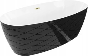 Mexen Olea voľne stojaca vaňa 170x80, biela/čierna, zlatý prepad