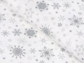 Biante Vianočné bavlnené prestieranie na stôl Sandra SA-116 Strieborné snehové vločky na bielom 35x45 cm