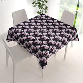 Biante Zamatový štvorcový obrus Tamara TMR-011 Kvetiny na čiernom 80x80 cm