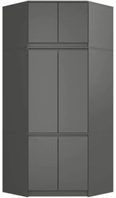 Rohová skriňa s nadstavcom S100 grafitová / sivá