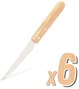 Gril nôž - 6 ks - drevená rukoväť