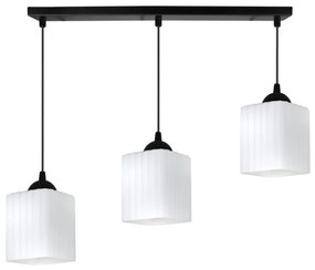 Závesné svietidlo Riffle Square, 3x biele sklenené tienidlo, b