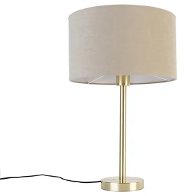 Klasická stolná lampa mosadz s hnedým tienidlom 35 cm - Simplo