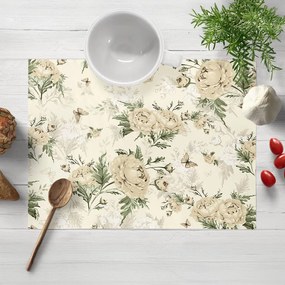 Biante Bavlnené prestieranie na stôl Sandra SA-473 Pivonky s motýlikmi na vanilkovom 30x40 cm