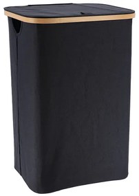 Kesper Kôš na bielizeň, čierny s bambusovým rámom 41x33x51 cm