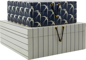 House Doctor Papierový úložný box Keep Sand / Dark Grey – set 2 ks