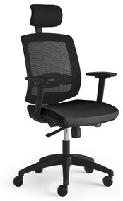 Kancelárska stolička STANLEY, s opierkou hlavy a opierkami rúk, čierna